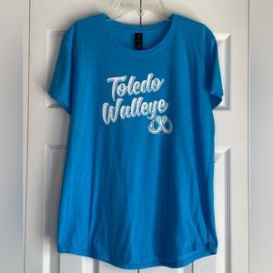 Women's Toledo Walleye Hockey T-Shirt Minor League Blue Short Sleeve Sz Large